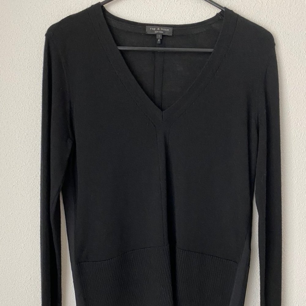 RAG & BONE Black Silk Ribbed Sweater